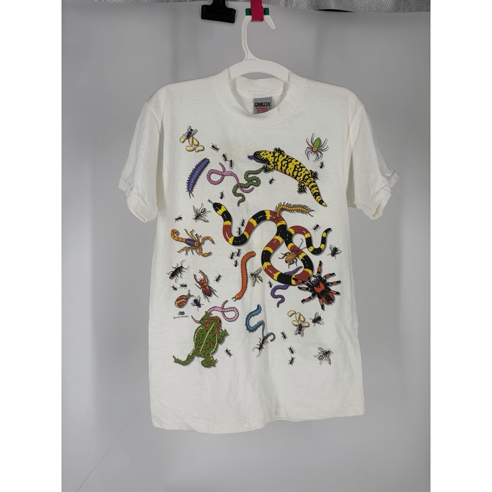 VTG 90s Dan Gilbert Nature Graphic T Shirt Youth L Oneita USA Single Stitch AOP